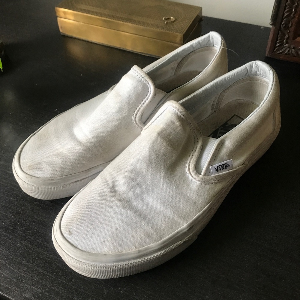 White slip on vans